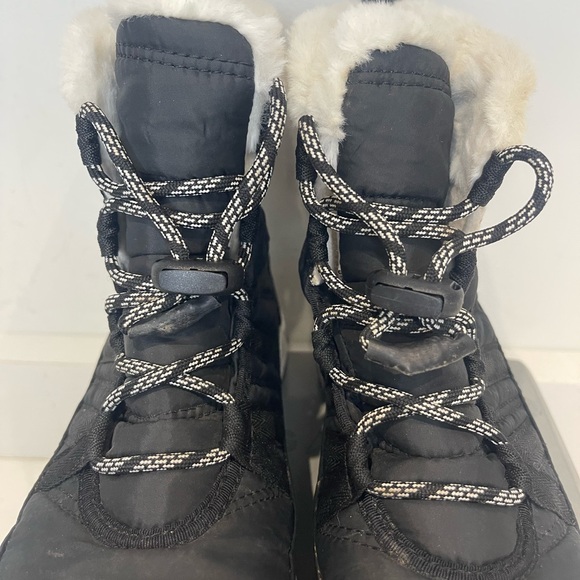 SOREL WHITNEY II white fur black WINTER BOOT waterproof toggle big girl sz 4 - Picture 12 of 15